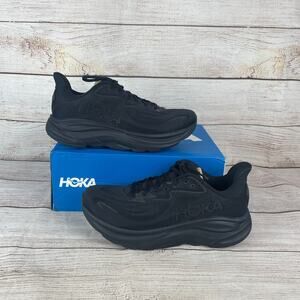 Hoka One Clifton 10 Mens Sz 12 2E Wide Running Shoes Triple Black